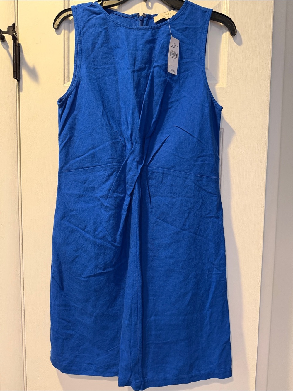 LOFT Bright Blue Twist-Front Sleeveless Mini Dress